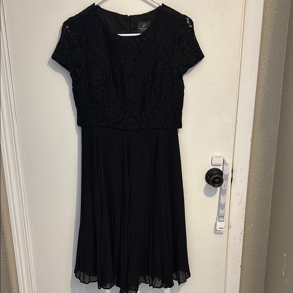 Adrianna Papell Black Lace Midi Dress
